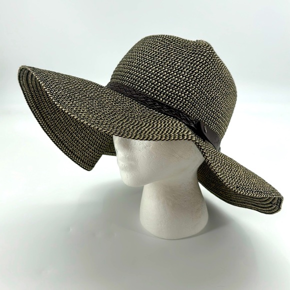 Vintage Straw Raffia Packable Woven Braided Sun Beach Garden Floppy Hat - Picture 1 of 14